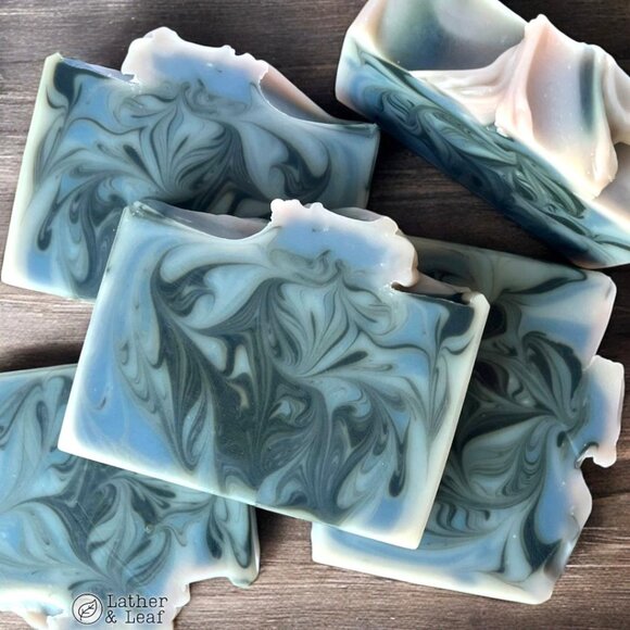 Blue Agave + Charcoal Cold Process Soap Natural Handcrafted Artisan Soap Bar - Picture 1 of 4